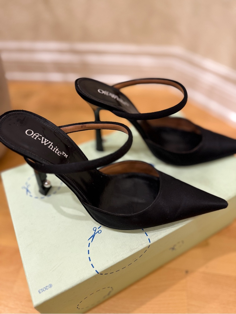 Off-White Black Pointed Toe Stiletto Mules